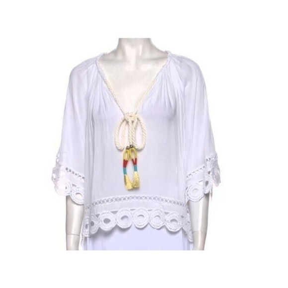 Ramy Brook Boho Beach white tassels Oversized Top Size Extra Small XS - Picture 1 of 3